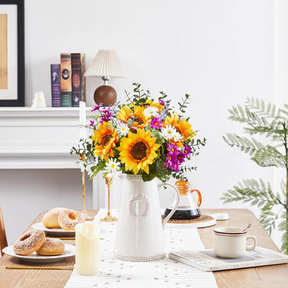 10PCS Sunflowers Artificial Flowers, Silk Sunflower Decor with Stem | Silk Fake Sunflowers with Long Stem, Fake Flowers Floral Arrangements, Home Table Centerpiece Wedding Fall Decor, DIY Bouquet