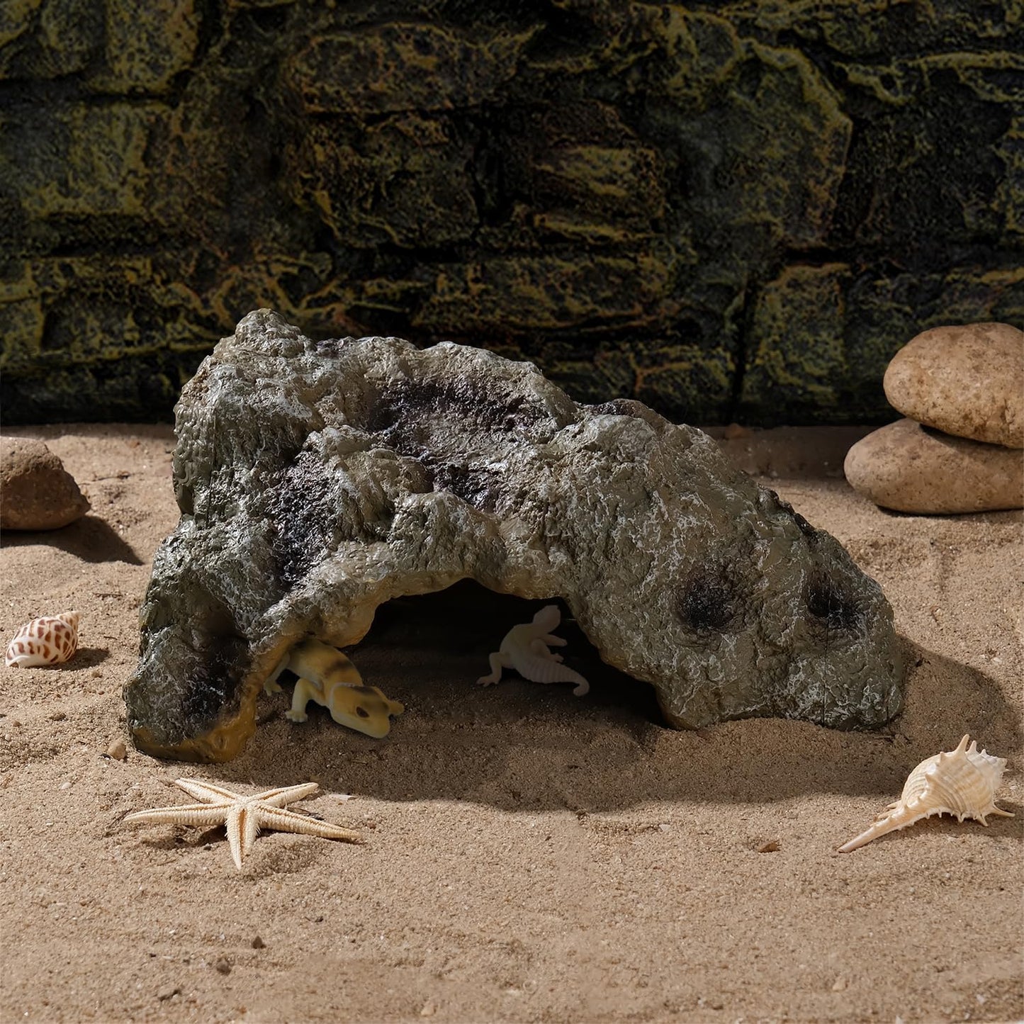 Resin Leopard Gecko Hide, True to Nature Reptile Rock for Bearded Dragon Hideout Snake Hides for Ball Pythons, Tortoise House Terrarium DÉCor - Small