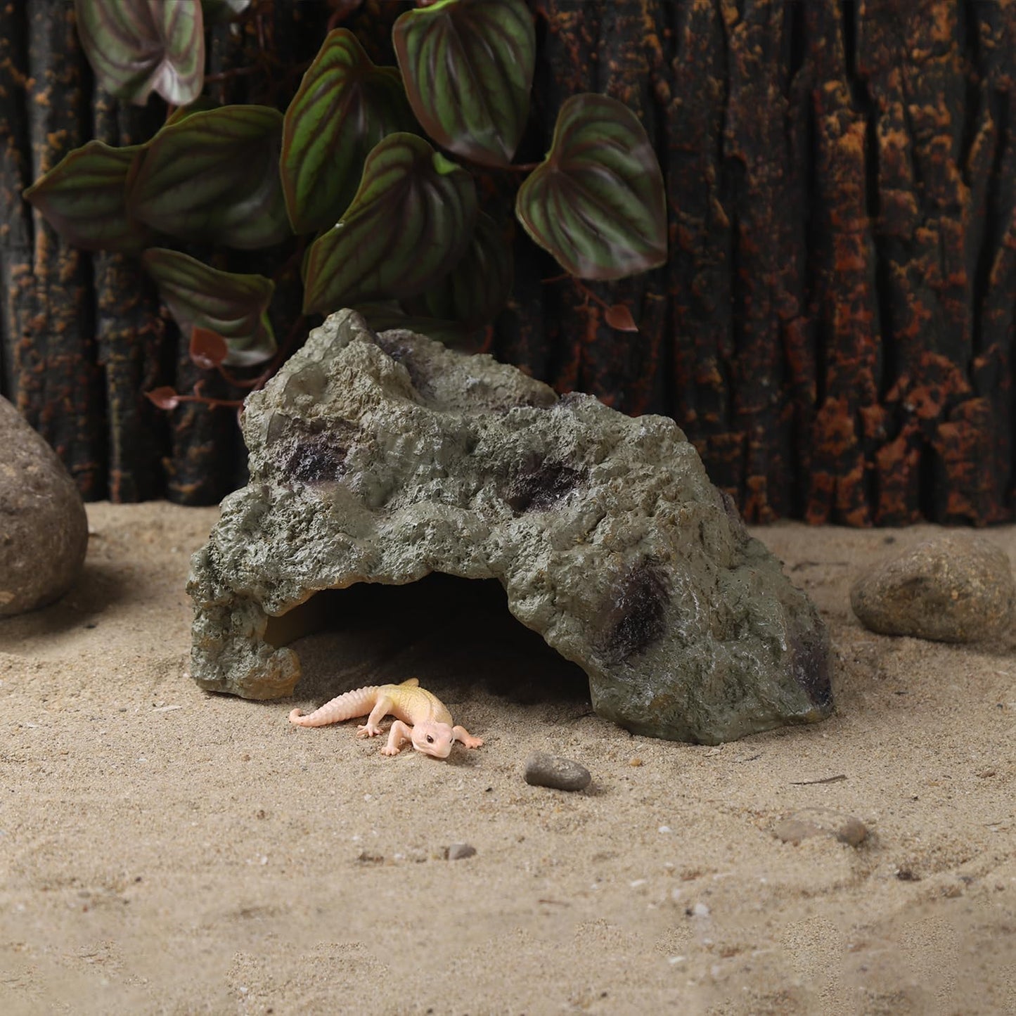 Resin Leopard Gecko Hide, True to Nature Reptile Rock for Bearded Dragon Hideout Snake Hides for Ball Pythons, Tortoise House Terrarium DÉCor - Small