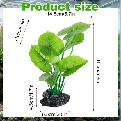 Betta Fish Tank Plants, Lotus Leaf Artificial Aquarium Decorations Plants for Betta Fish Tank, Green Fake Plant Driftwood Beta Fish Tank Decor for Tanks,Goldfish,Reptile (6 Inch)