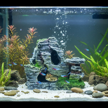 Artificial Moss Rock Cave Aquarium Decor, Fish Tank Hideout, Mountain Terrain Ornament
