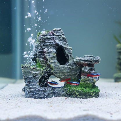 Artificial Moss Rock Cave Aquarium Decor, Fish Tank Hideout, Mountain Terrain Ornament