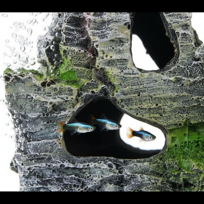 Artificial Moss Rock Cave Aquarium Decor, Fish Tank Hideout, Mountain Terrain Ornament