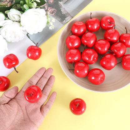 20 PCS Mini Artificial Red Apples, 1.8 Inch Small Lifelike Red Fake Apples Realistic Plastic Apple Decor Christmas Fruit Decorative Model for Home Kitchen Table Party Photography Photo Props