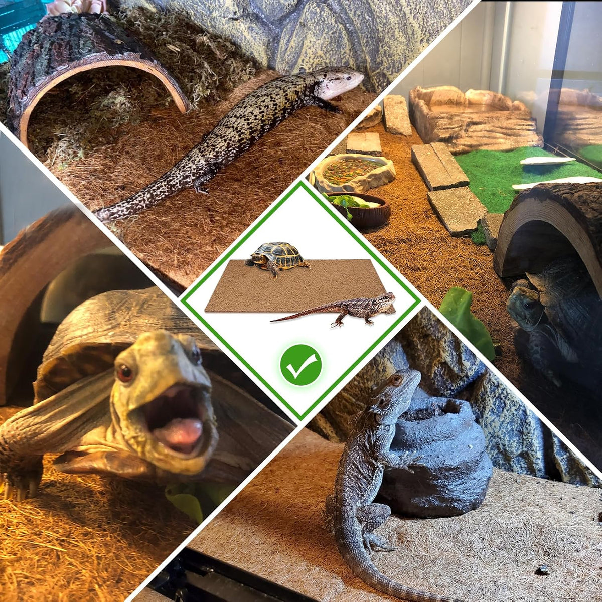 Reptile Carpet Coconut Fiber Mat,Lizard Terrarium Substrate Liner Gecko Tank Flooring Bearded Dragon Tank Accessories Bedding for Snakes Chameleons Tortoises