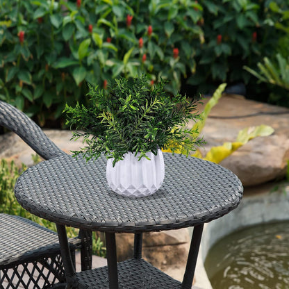 3 Pcs Faux Potted Plants Set - Artificial Eucalyptus, Rosemary, Boxwood Greenery in Small White Geometric Planters for Indoor Outdoor Desk Table Centerpiece Shelf Windowsill Home Office Decor