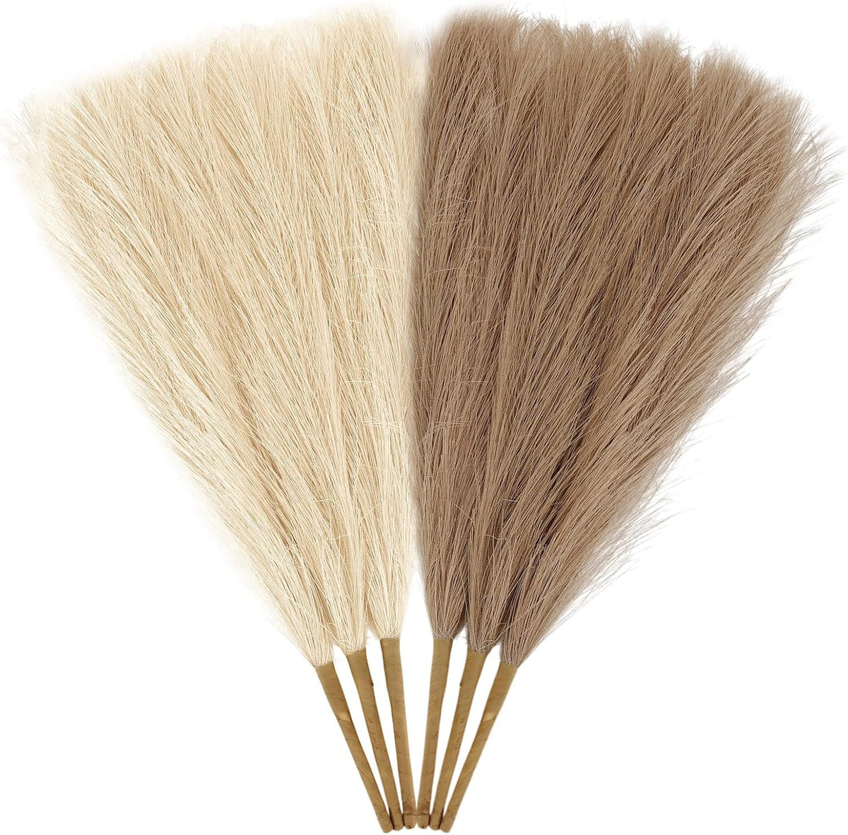 Pampas Grass Decor,21" Artificial Pompous Grass Bulk,Small Vase Filler Pompas Grass for Home Wedding Living Room Wall Party Decoration (Beige,Light Brown, 21 Inch)
