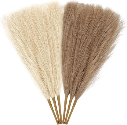 Pampas Grass Decor,21" Artificial Pompous Grass Bulk,Small Vase Filler Pompas Grass for Home Wedding Living Room Wall Party Decoration (Beige,Light Brown, 21 Inch)
