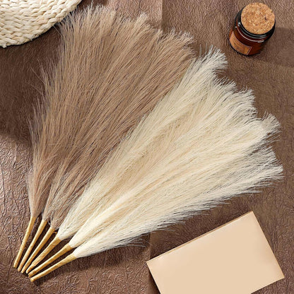 Pampas Grass Decor,21" Artificial Pompous Grass Bulk,Small Vase Filler Pompas Grass for Home Wedding Living Room Wall Party Decoration (Beige,Light Brown, 21 Inch)