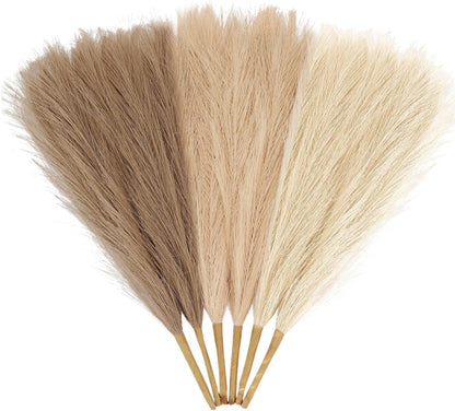 Pampas Grass Decor,21" Artificial Pompous Grass Bulk,Small Vase Filler Pompas Grass for Home Wedding Living Room Wall Party Decoration (Beige,Light Brown, 21 Inch)
