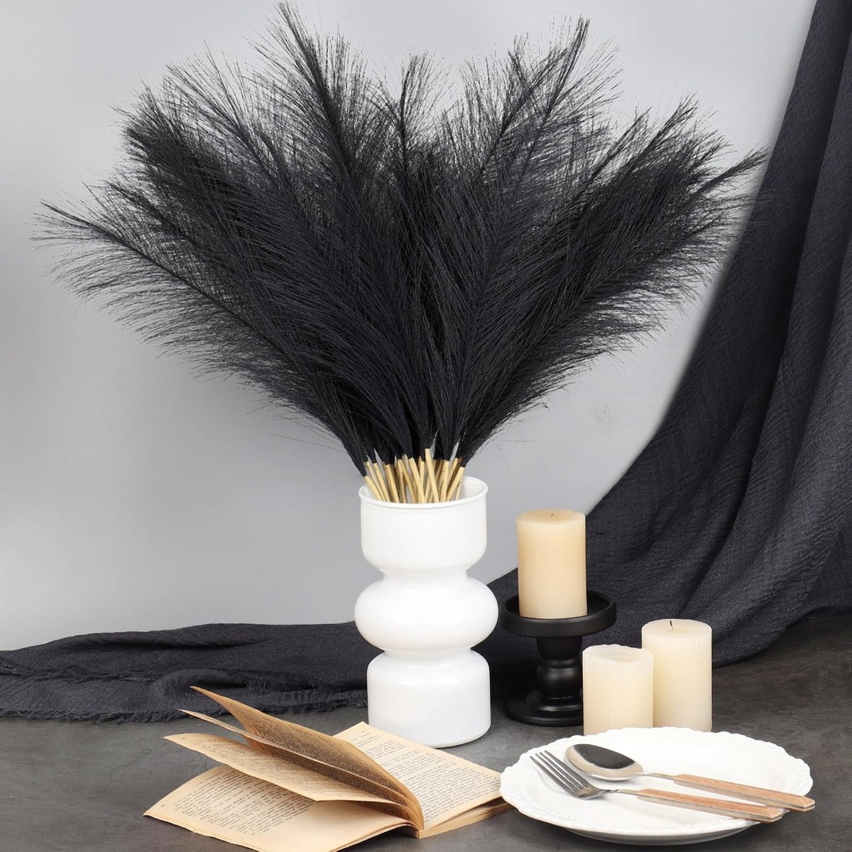 Pampas Grass Decor,21" Artificial Pompous Grass Bulk,Small Vase Filler Pompas Grass for Home Wedding Living Room Wall Party Decoration (Beige,Light Brown, 21 Inch)