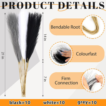 Pampas Grass Decor,21" Artificial Pompous Grass Bulk,Small Vase Filler Pompas Grass for Home Wedding Living Room Wall Party Decoration (Beige,Light Brown, 21 Inch)