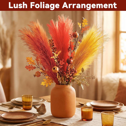 Pampas Grass Decor,21" Artificial Pompous Grass Bulk,Small Vase Filler Pompas Grass for Home Wedding Living Room Wall Party Decoration (Beige,Light Brown, 21 Inch)