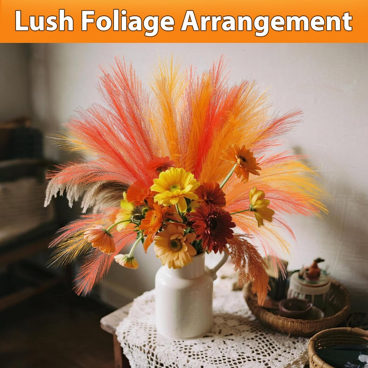 Pampas Grass Decor,21" Artificial Pompous Grass Bulk,Small Vase Filler Pompas Grass for Home Wedding Living Room Wall Party Decoration (Beige,Light Brown, 21 Inch)