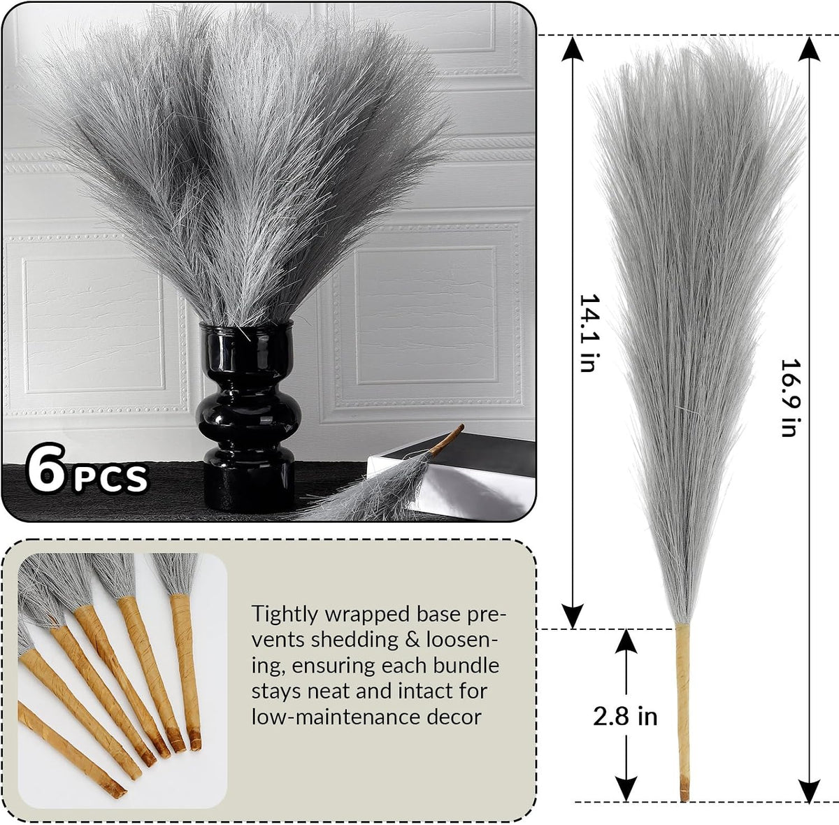 Pampas Grass Decor,21" Artificial Pompous Grass Bulk,Small Vase Filler Pompas Grass for Home Wedding Living Room Wall Party Decoration (Beige,Light Brown, 21 Inch)