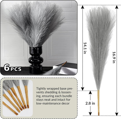 Pampas Grass Decor,21" Artificial Pompous Grass Bulk,Small Vase Filler Pompas Grass for Home Wedding Living Room Wall Party Decoration (Beige,Light Brown, 21 Inch)