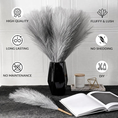 Pampas Grass Decor,21" Artificial Pompous Grass Bulk,Small Vase Filler Pompas Grass for Home Wedding Living Room Wall Party Decoration (Beige,Light Brown, 21 Inch)