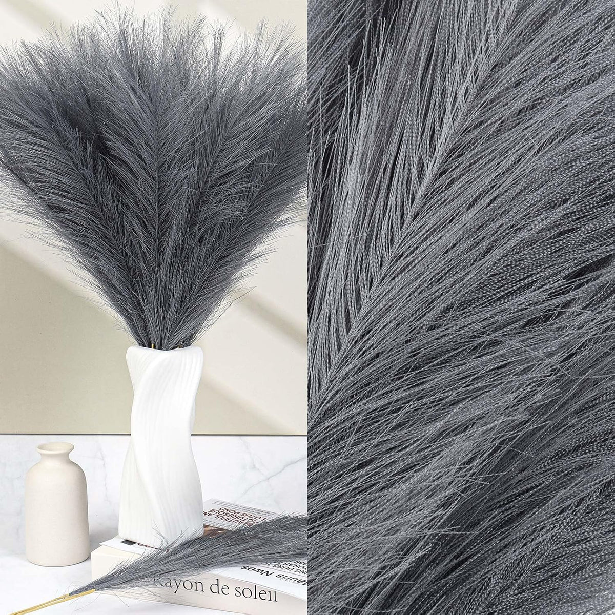 Pampas Grass Decor,21" Artificial Pompous Grass Bulk,Small Vase Filler Pompas Grass for Home Wedding Living Room Wall Party Decoration (Beige,Light Brown, 21 Inch)