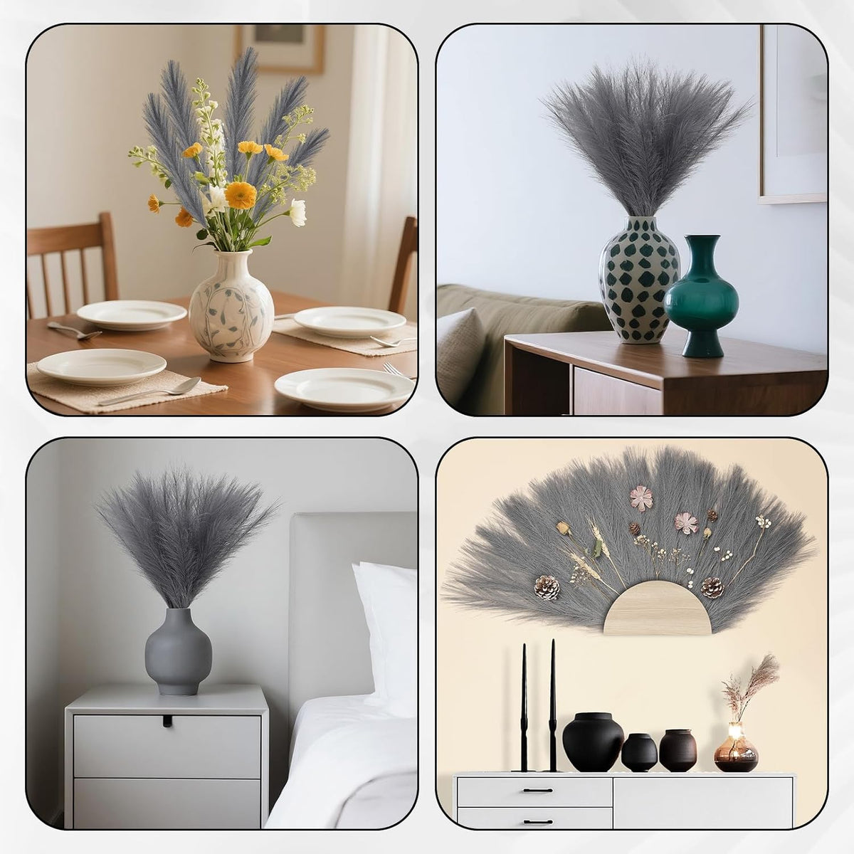 Pampas Grass Decor,21" Artificial Pompous Grass Bulk,Small Vase Filler Pompas Grass for Home Wedding Living Room Wall Party Decoration (Beige,Light Brown, 21 Inch)