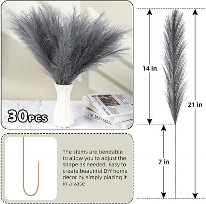 Pampas Grass Decor,21" Artificial Pompous Grass Bulk,Small Vase Filler Pompas Grass for Home Wedding Living Room Wall Party Decoration (Beige,Light Brown, 21 Inch)