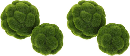 Green Moss Balls Decorative for Bowls - 4 Pcs Fake Moss Balls Faux Decorative Spheres for Bowl Fillers, Vase Filler, Wedding Decor, Table Arrangement, DIY Crafts (3.9" + 4.7")