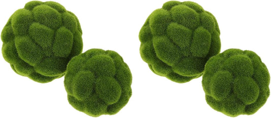 Green Moss Balls Decorative for Bowls - 4 Pcs Fake Moss Balls Faux Decorative Spheres for Bowl Fillers, Vase Filler, Wedding Decor, Table Arrangement, DIY Crafts (3.9" + 4.7")