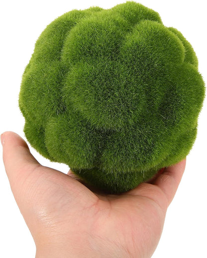 Green Moss Balls Decorative for Bowls - 4 Pcs Fake Moss Balls Faux Decorative Spheres for Bowl Fillers, Vase Filler, Wedding Decor, Table Arrangement, DIY Crafts (3.9" + 4.7")