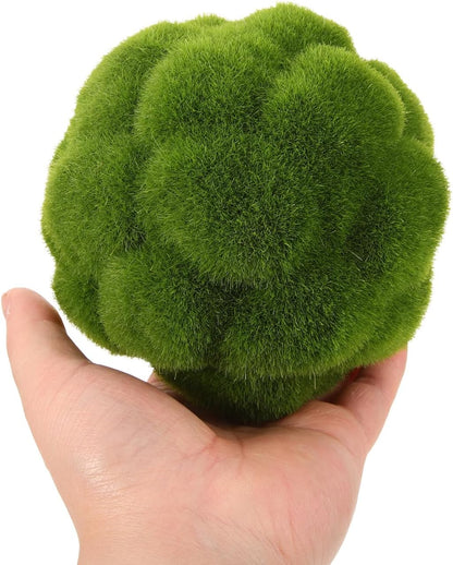 Green Moss Balls Decorative for Bowls - 4 Pcs Fake Moss Balls Faux Decorative Spheres for Bowl Fillers, Vase Filler, Wedding Decor, Table Arrangement, DIY Crafts (3.9" + 4.7")