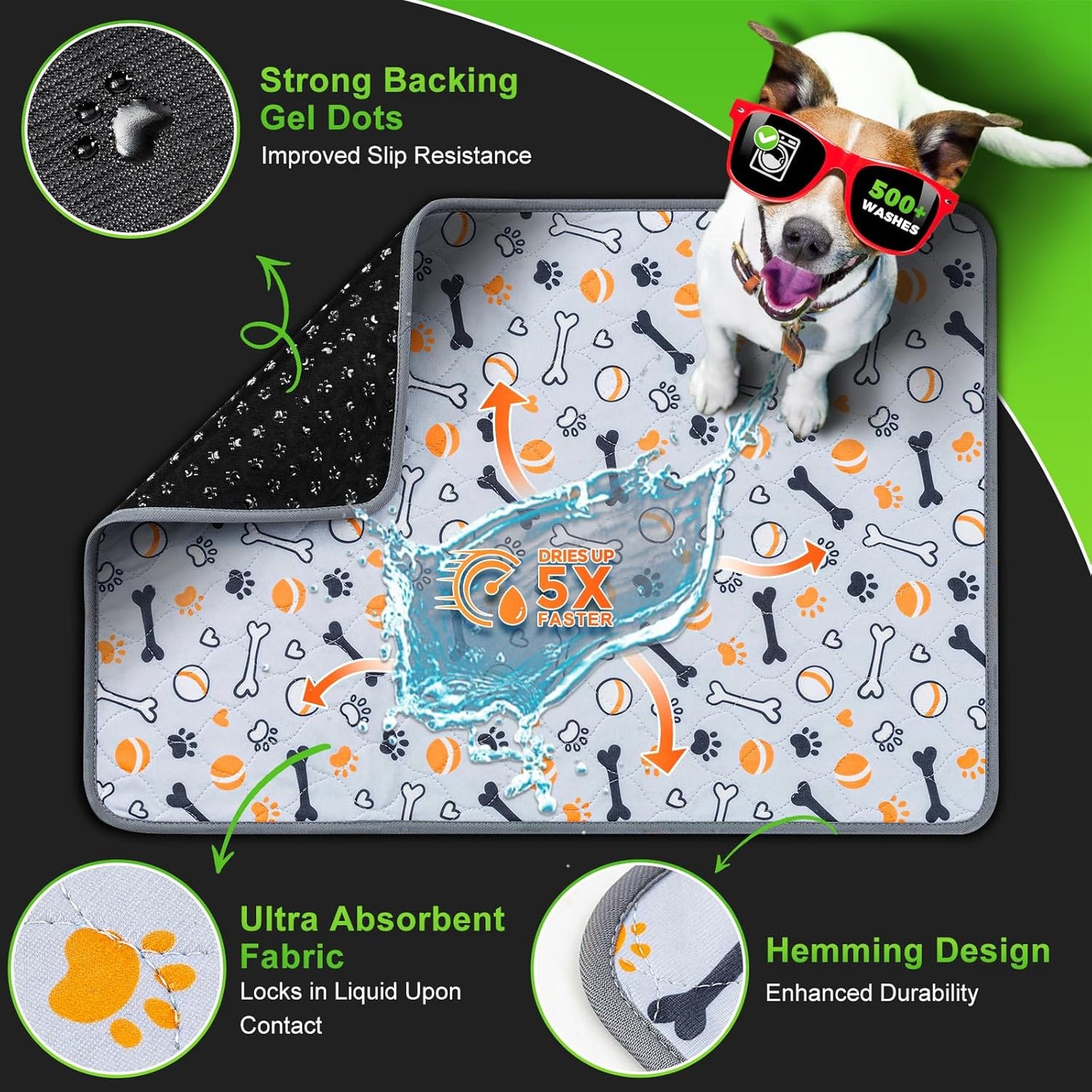 Dog Grass Pad with Tray Large, 41"x27", 2 Reusable Artificial Turf for Dogs Potty, Waterproof Non-Slip Washable Pee Pads, Quickly Absorbency Portable Dog Litter Box for Indoor/Outdoor Use