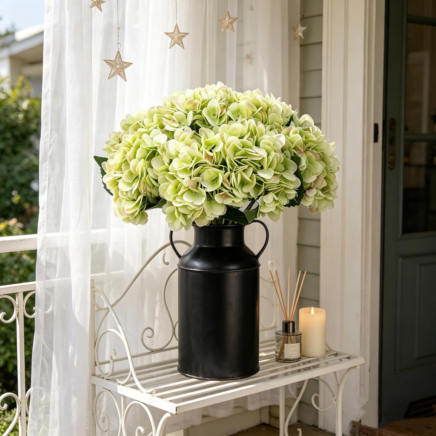 Kimura's Cabin 6pcs White Hydrangea Artificial Flowers Silk Fake Hydrangeas Faux Hydrangea Flowers with Stems for Wedding Bouquets Arrangement Home Table Centerpieces Baby Shower Party Decoration