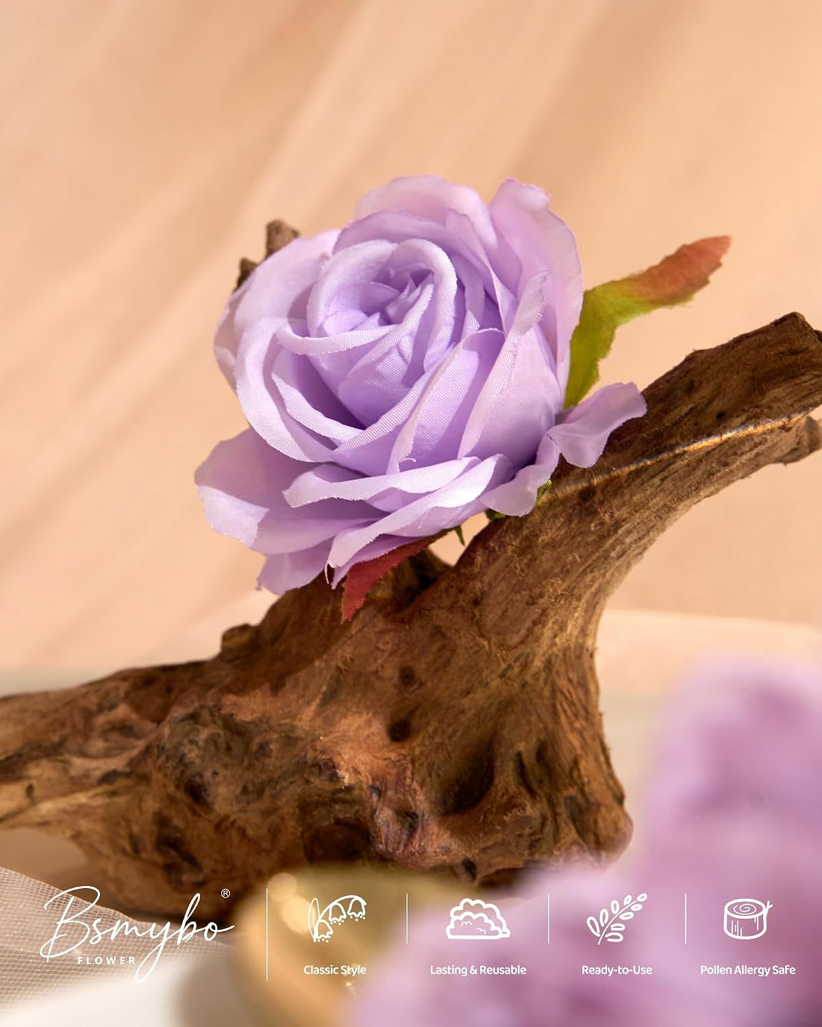 Artificial Flowers Combo Box Purple Fake Rose Flower for Wedding Decoration
