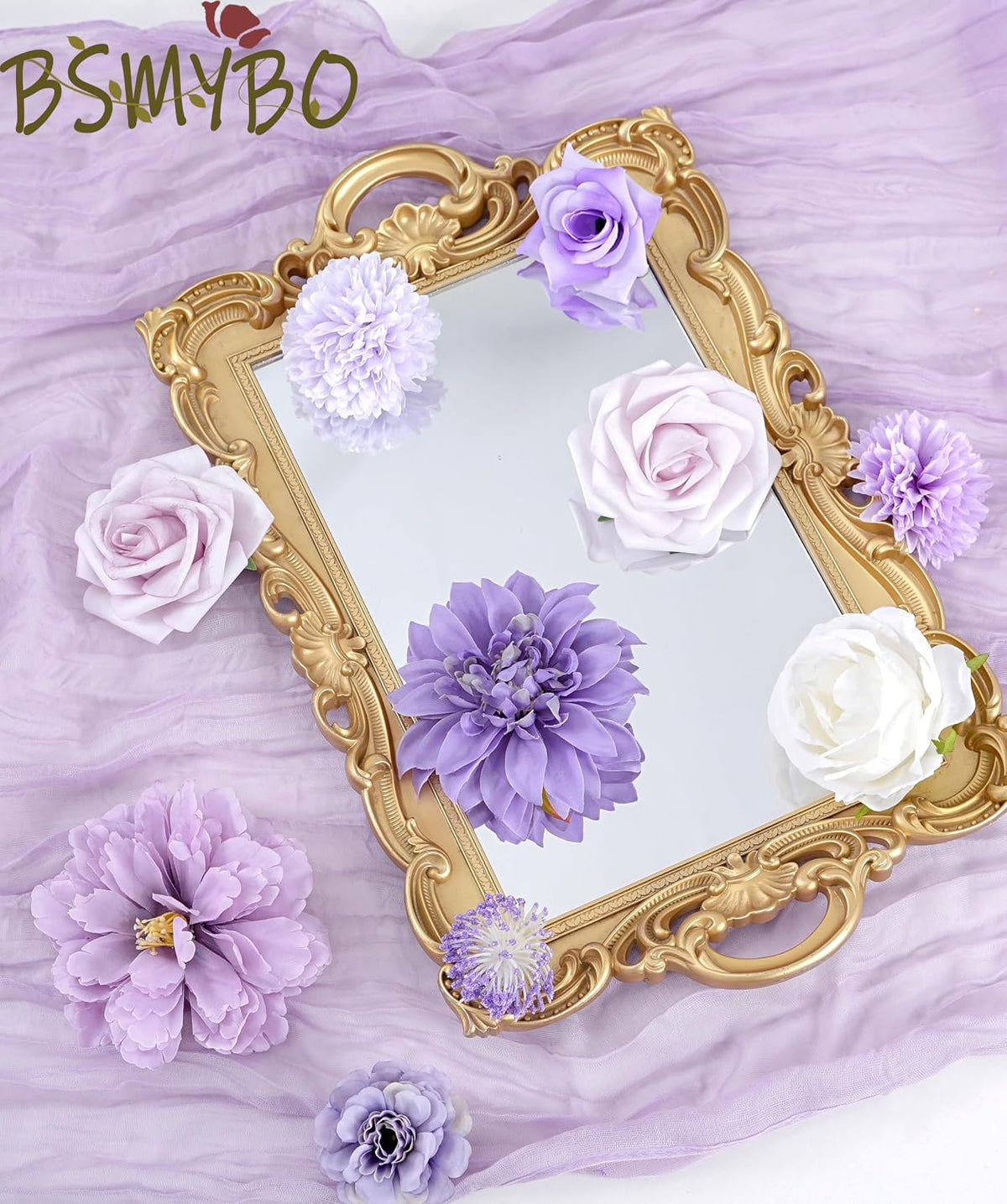 Artificial Flowers Combo Box Purple Fake Rose Flower for Wedding Decoration