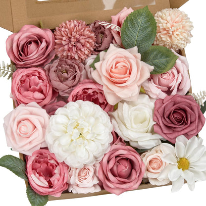 Artificial Flowers Combo Box Purple Fake Rose Flower for Wedding Decoration