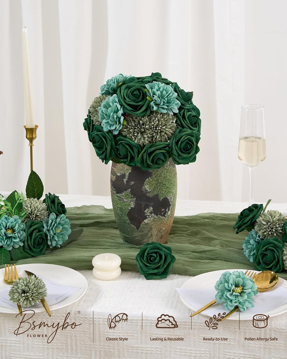 Artificial Flowers Combo Box Purple Fake Rose Flower for Wedding Decoration