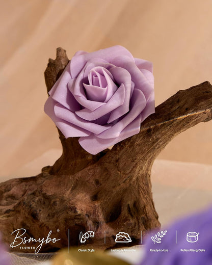 Artificial Flowers Combo Box Purple Fake Rose Flower for Wedding Decoration