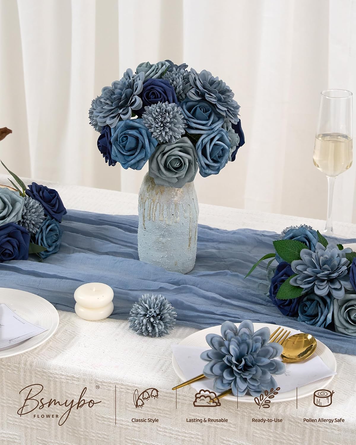 Artificial Flowers Combo Box Purple Fake Rose Flower for Wedding Decoration