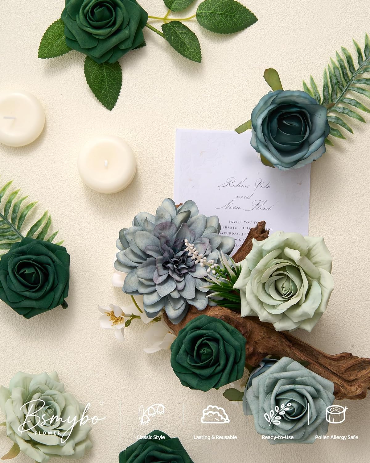 Artificial Flowers Combo Box Purple Fake Rose Flower for Wedding Decoration