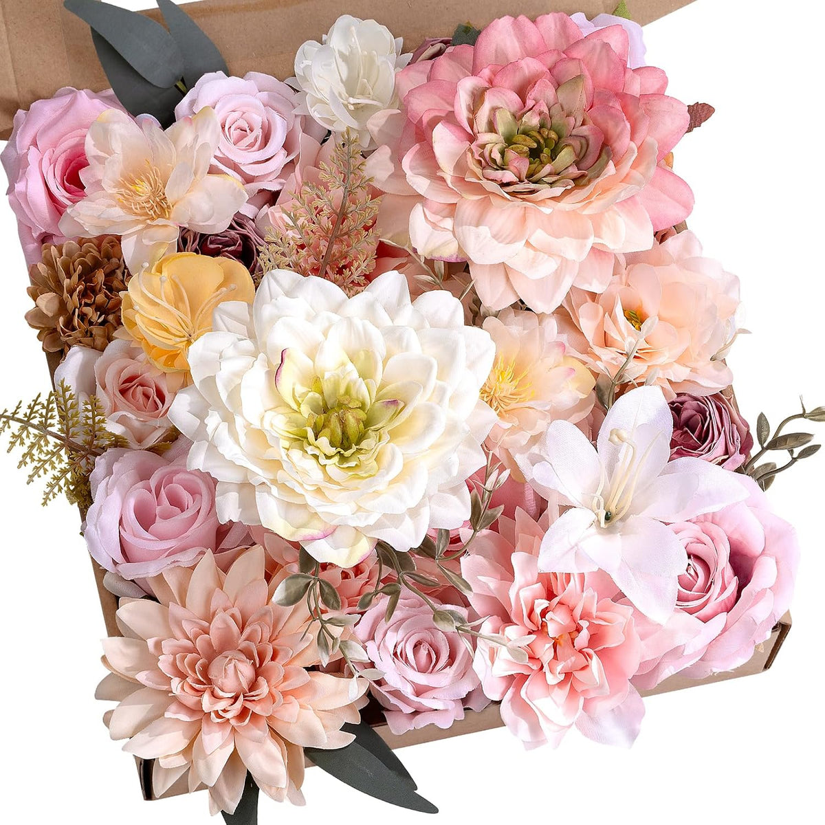 Artificial Flowers Combo Box Purple Fake Rose Flower for Wedding Decoration