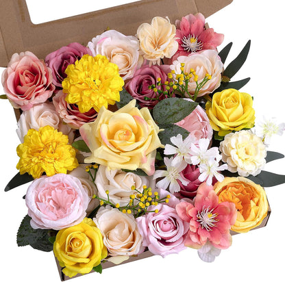 Artificial Flowers Combo Box Purple Fake Rose Flower for Wedding Decoration