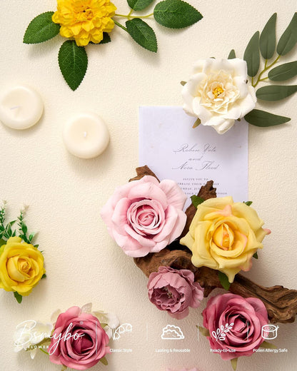 Artificial Flowers Combo Box Purple Fake Rose Flower for Wedding Decoration