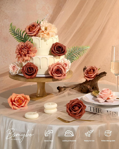Artificial Flowers Combo Box Purple Fake Rose Flower for Wedding Decoration
