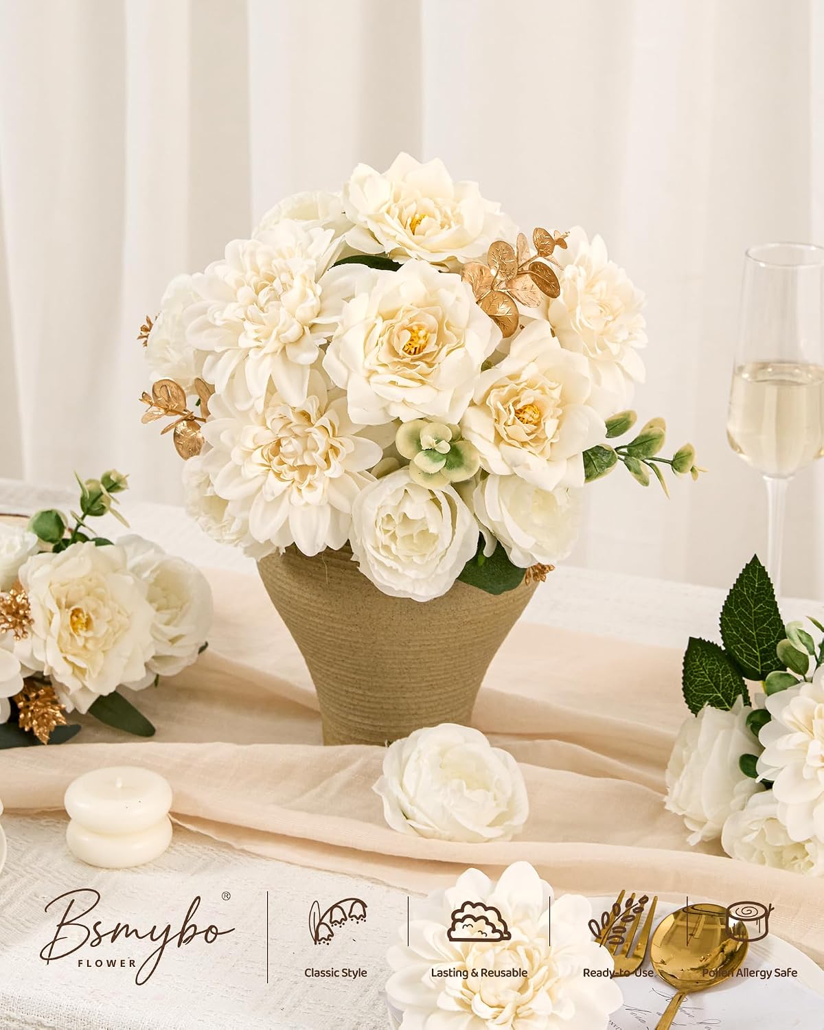 Artificial Flowers Combo Box Purple Fake Rose Flower for Wedding Decoration
