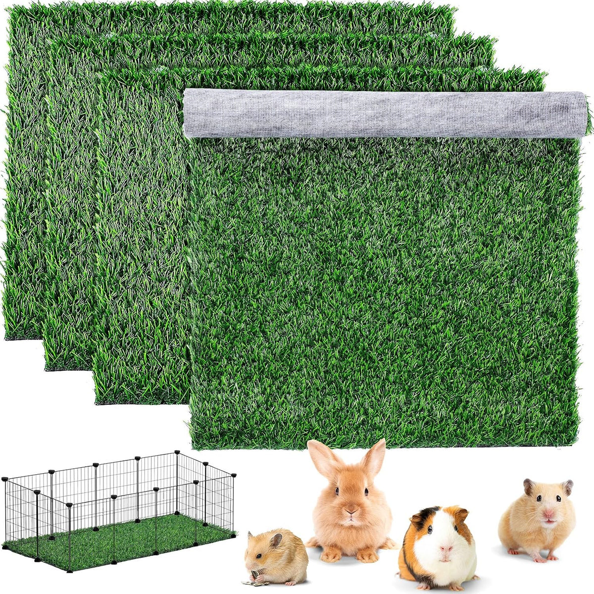 4 Pcs Artificial Grass Guinea Pig Pee Pads 18 x 14 Inch