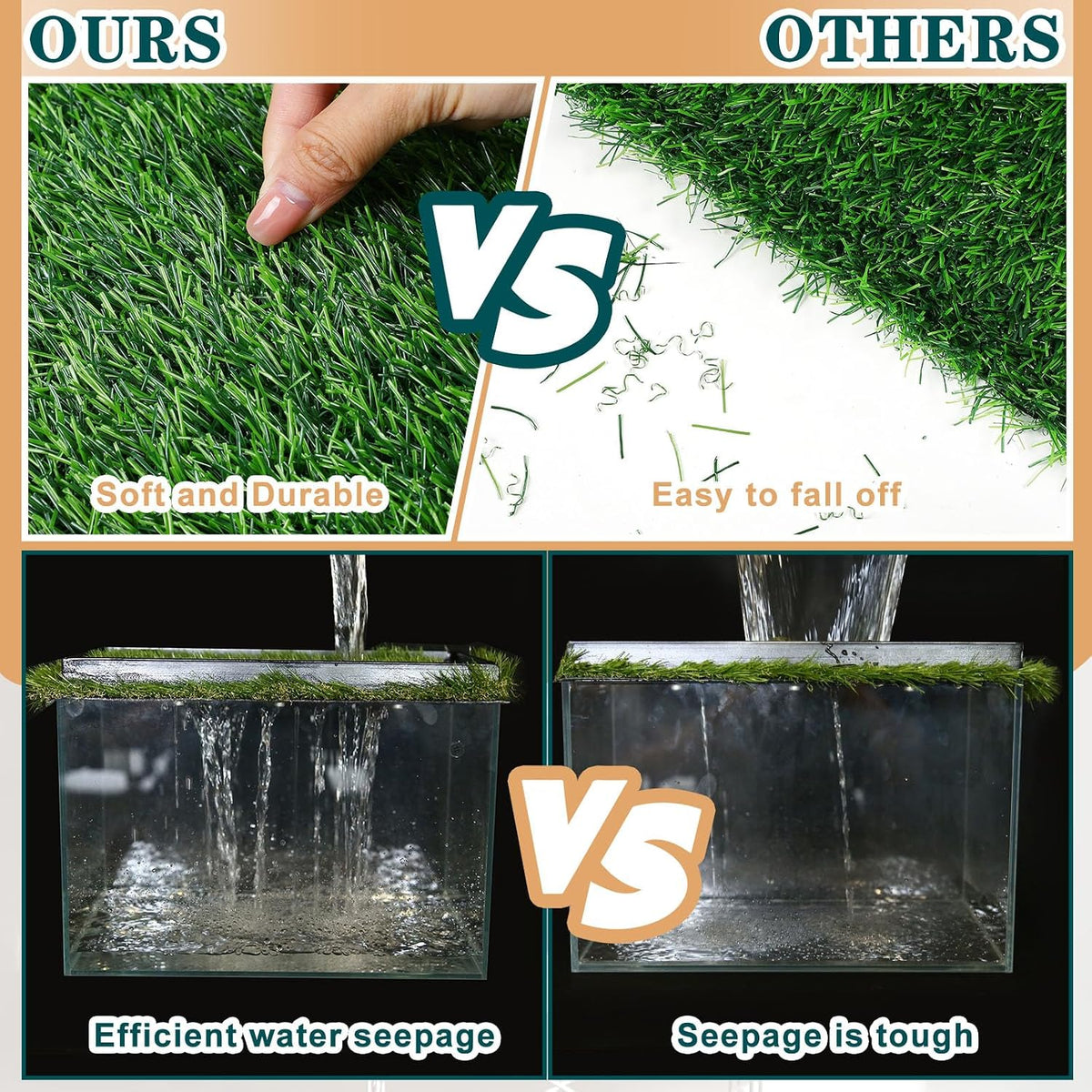 4 Pcs Artificial Grass Guinea Pig Pee Pads 18 x 14 Inch