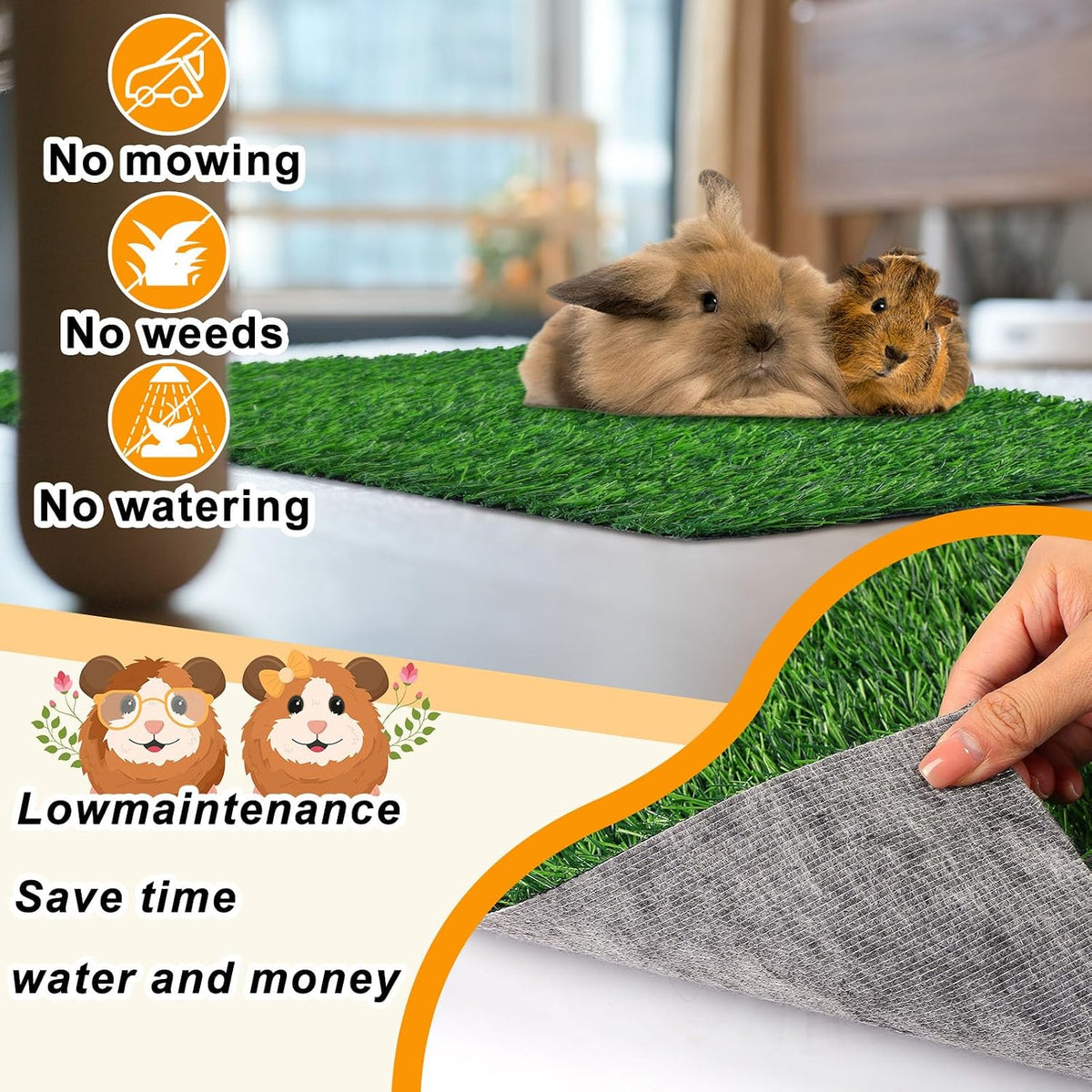 4 Pcs Artificial Grass Guinea Pig Pee Pads 18 x 14 Inch