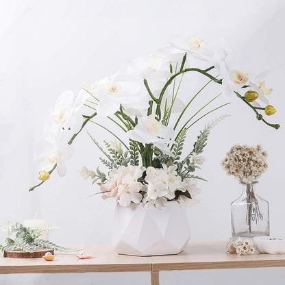 Artificial Potted Orchid Flower for Table Centerpieces,Real Touch White Fake Orchid Flowers in Vase for Home Decoration (Style 2,Black Vase)