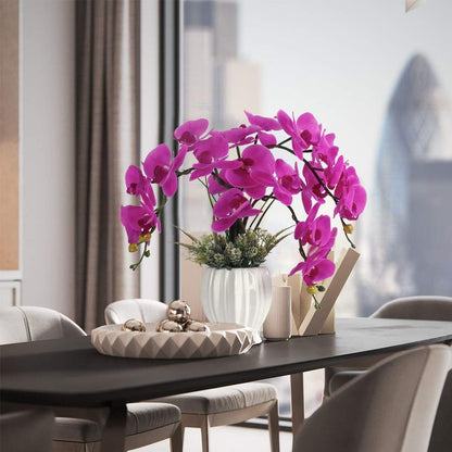 Artificial Potted Orchid Flower for Table Centerpieces,Real Touch White Fake Orchid Flowers in Vase for Home Decoration (Style 2,Black Vase)
