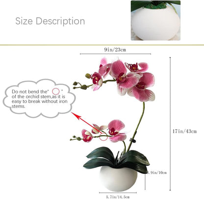 Artificial Potted Orchid Flower for Table Centerpieces,Real Touch White Fake Orchid Flowers in Vase for Home Decoration (Style 2,Black Vase)