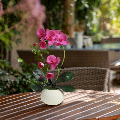 Artificial Potted Orchid Flower for Table Centerpieces,Real Touch White Fake Orchid Flowers in Vase for Home Decoration (Style 2,Black Vase)