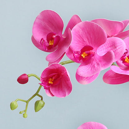 Artificial Potted Orchid Flower for Table Centerpieces,Real Touch White Fake Orchid Flowers in Vase for Home Decoration (Style 2,Black Vase)